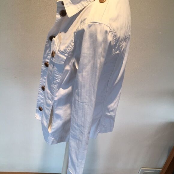 Gap denim jacket  Four pockets buttons Small Cream with light striped detail - Picture 4 of 8